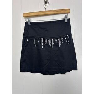 Y2K Free People Mini Skirt Womens 2 Black Sequin Mini Casual‎ Party 90s sequins
